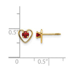 14k Madi K 3mm Round Genuine Garnet Birthstone Heart Screwback Post Earrings