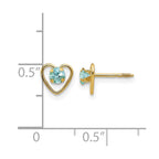 14k Madi K 3mm Round Genuine Aquamarine Birthstone Heart Screwback Post Earrings