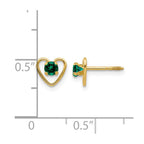 14k Madi K 3mm Round Lab Created Emerald Birthstone Heart Screwback Post Earrings