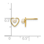14k Madi K 3mm Round White Freshwater Cultured Pearl Birthstone Heart Screwback Post Earrings