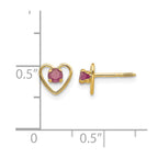 14k Madi K 3mm Round Lab Created Ruby Birthstone Heart Screwback Post Earrings