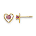 14k Madi K 3mm Round Lab Created Ruby Birthstone Heart Screwback Post Earrings