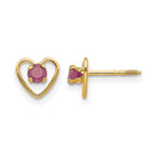 14k Madi K 3mm Round Lab Created Ruby Birthstone Heart Screwback Post Earrings