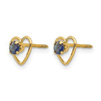14k Madi K 3mm Round Lab Created Sapphire Birthstone Heart Screwback Post Earrings