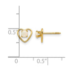 14k Madi K 3mm Round Imitation Opal Birthstone Heart Screwback Post Earrings
