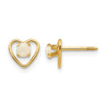 14k Madi K 3mm Round Imitation Opal Birthstone Heart Screwback Post Earrings