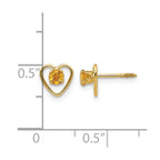 14k Madi K 3mm Round Genuine Citrine Birthstone Heart Screwback Post Earrings