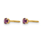 14k Madi K 3mm Round Amethyst Birthstone Screwback Post Earrings