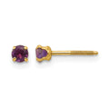 14k Madi K 3mm Round Amethyst Birthstone Screwback Post Earrings