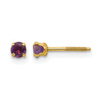 14k Madi K 3mm Round Amethyst Birthstone Screwback Post Earrings