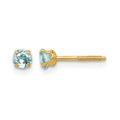 14k Madi K 3mm Round Aquamarine Birthstone Screwback Post Earrings