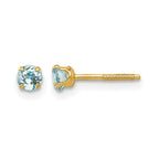 14k Madi K 3mm Round Aquamarine Birthstone Screwback Post Earrings