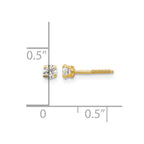 14k Madi K 3mm Round White Zircon Birthstone Screwback Post Earrings
