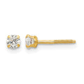 14k Madi K 3mm Round White Zircon Birthstone Screwback Post Earrings