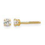 14k Madi K 3mm Round White Zircon Birthstone Screwback Post Earrings