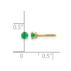 14k Madi K 3mm Round Emerald Birthstone Screwback Post Earrings