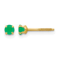 14k Madi K 3mm Round Emerald Birthstone Screwback Post Earrings