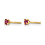 14k Madi K 3mm Round Ruby Birthstone Screwback Post Earrings