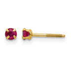 14k Madi K 3mm Round Ruby Birthstone Screwback Post Earrings