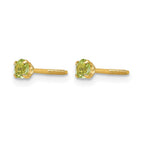 14k Madi K 3mm Round Peridot Birthstone Screwback Post Earrings