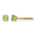 14k Madi K 3mm Round Peridot Birthstone Screwback Post Earrings