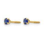14k Madi K 3mm Round Sapphire Birthstone  Screwback Post Earrings