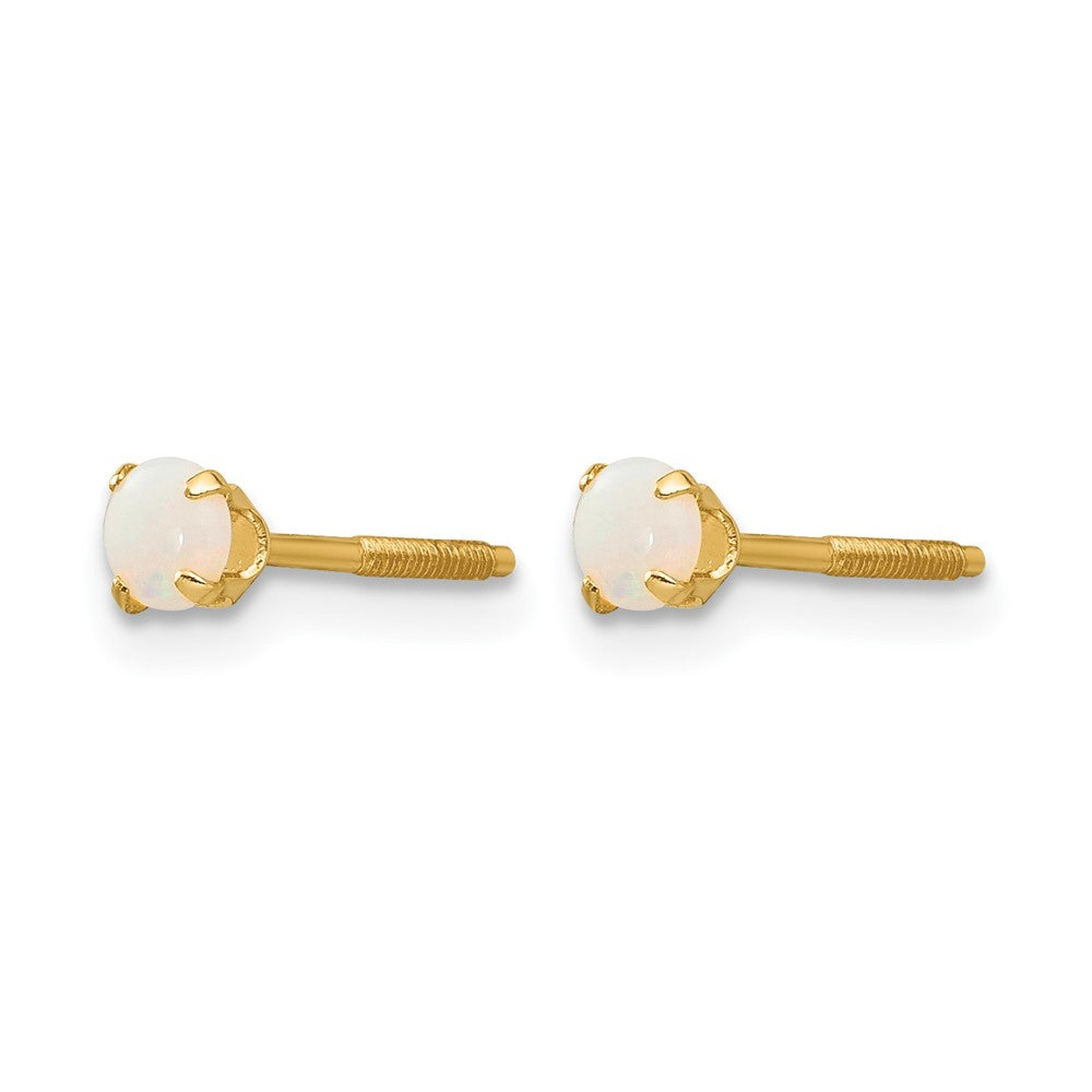 14k Madi K 3mm Round Opal Birthstone Screwback Post Earrings