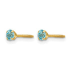 14k Madi K 3mm Round Blue Zircon Birthstone Screwback Post Earrings