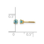 14k Madi K 3mm Round Blue Zircon Birthstone Screwback Post Earrings