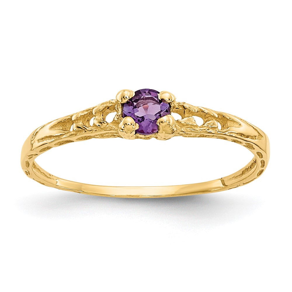 14k Madi K 3mm Amethyst Birthstone Baby / Childrens Ring