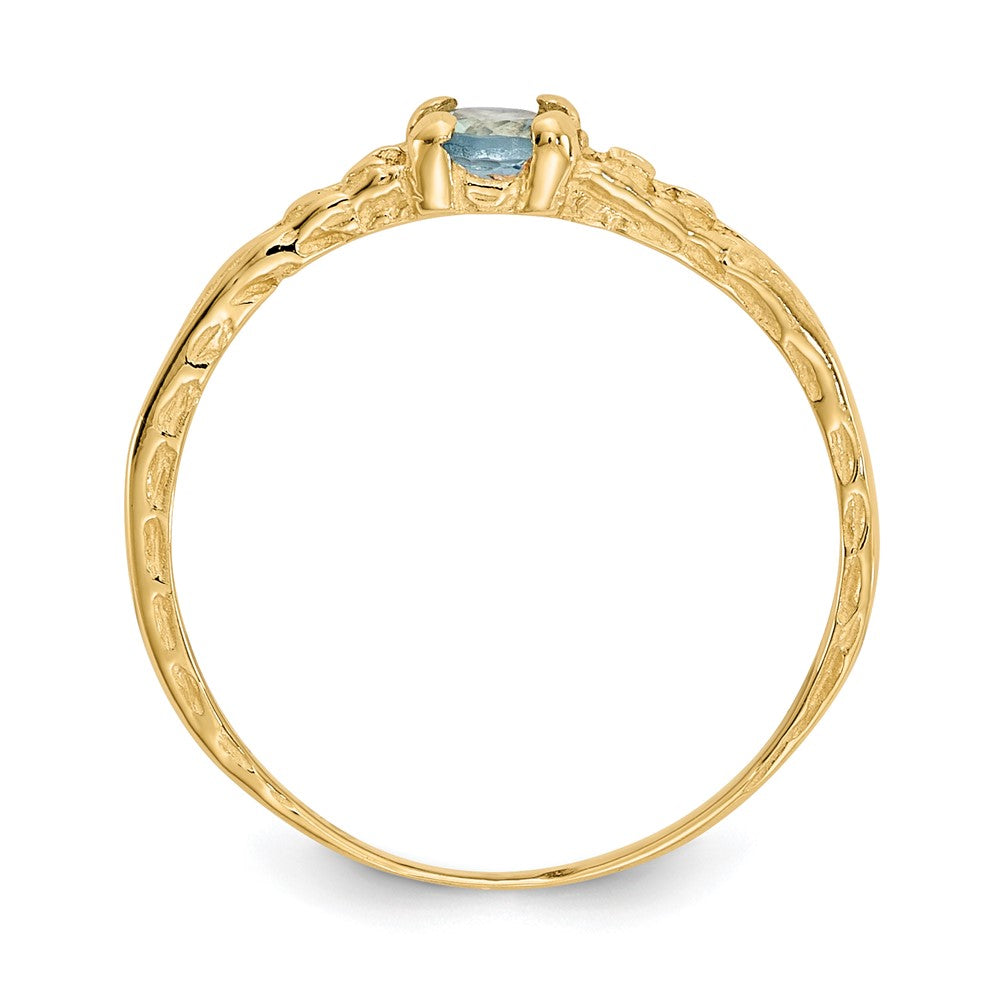 14k Madi K 3mm Aquamarine Birthstone Baby / Childrens Ring