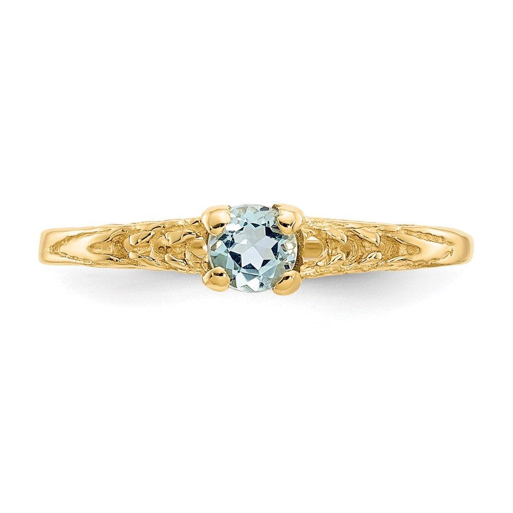 14k Madi K 3mm Aquamarine Birthstone Baby / Childrens Ring