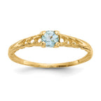 14k Madi K 3mm Aquamarine Birthstone Baby / Childrens Ring