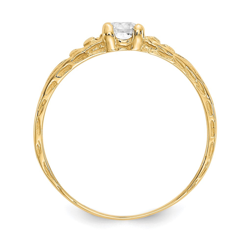 14k Madi K 3mm White Topaz Birthstone Baby / Childrens Ring