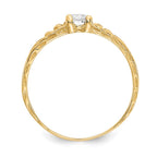 14k Madi K 3mm White Topaz Birthstone Baby / Childrens Ring