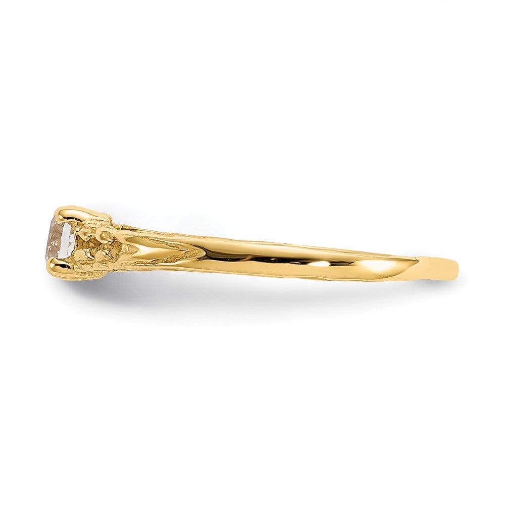 14k Madi K 3mm White Topaz Birthstone Baby / Childrens Ring