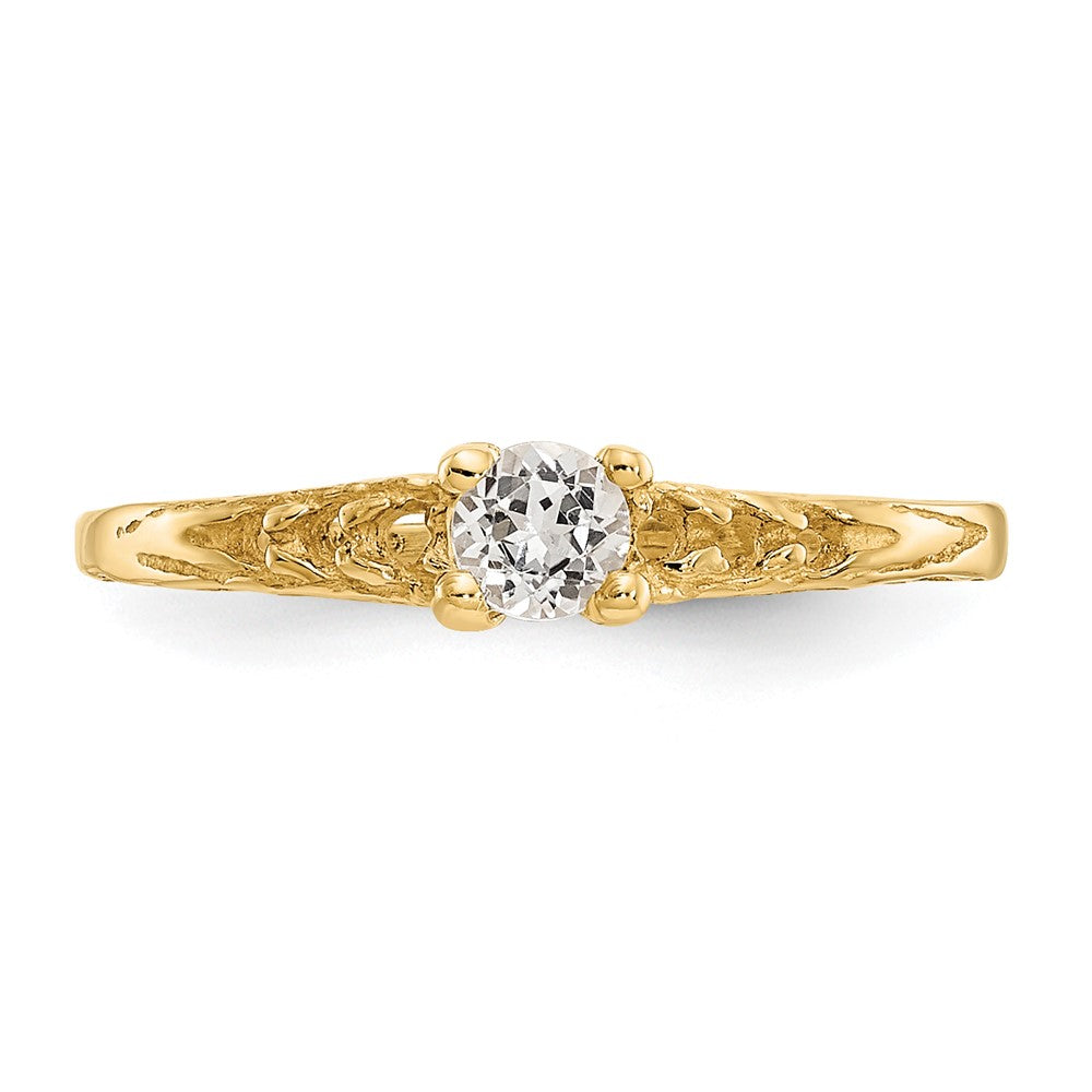 14k Madi K 3mm White Topaz Birthstone Baby / Childrens Ring