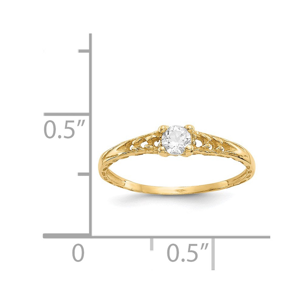 14k Madi K 3mm White Topaz Birthstone Baby / Childrens Ring