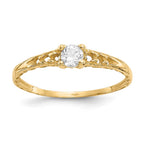 14k Madi K 3mm White Topaz Birthstone Baby / Childrens Ring