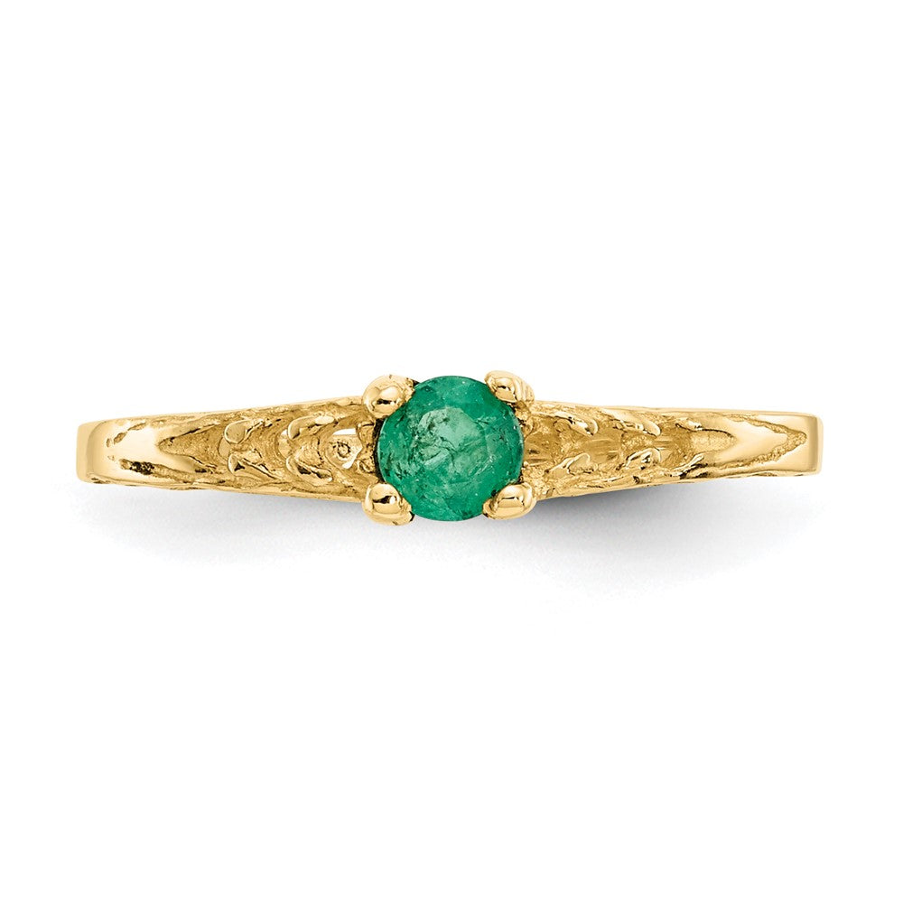 14k Madi K 3mm Emerald Birthstone Baby / Childrens Ring