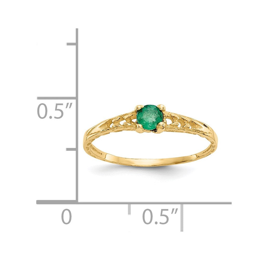 14k Madi K 3mm Emerald Birthstone Baby / Childrens Ring
