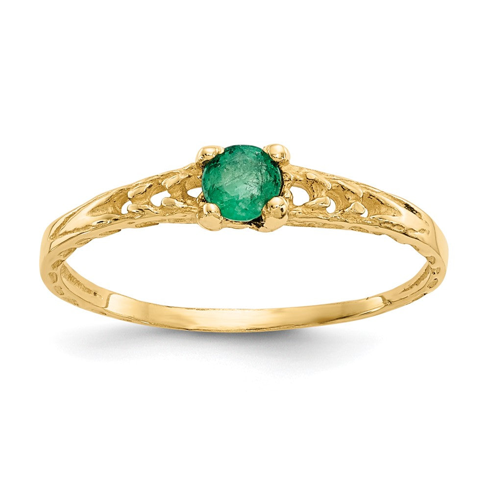 14k Madi K 3mm Emerald Birthstone Baby / Childrens Ring