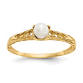 14k Madi K 3mm FW Cultured Pearl Birthstone Baby / Childrens Ring