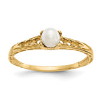 14k Madi K 3mm FW Cultured Pearl Birthstone Baby / Childrens Ring