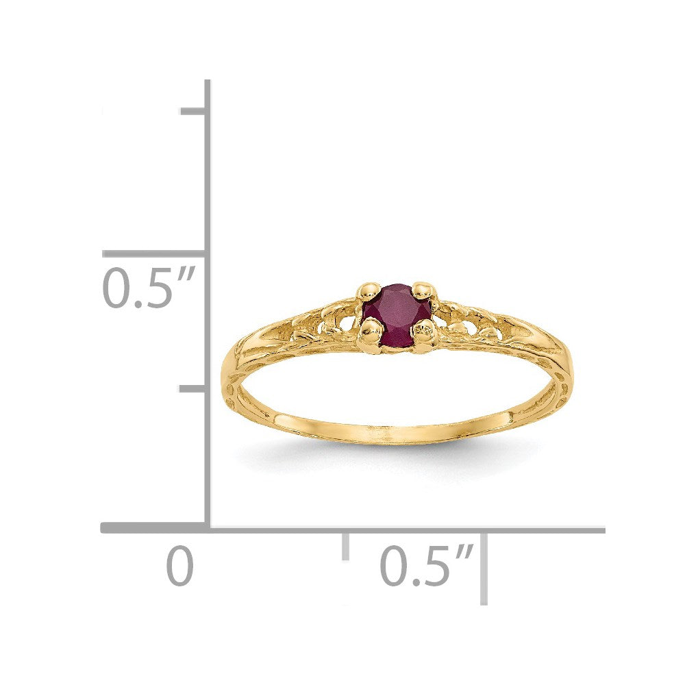 14k Madi K 3mm Ruby Birthstone Baby / Childrens Ring