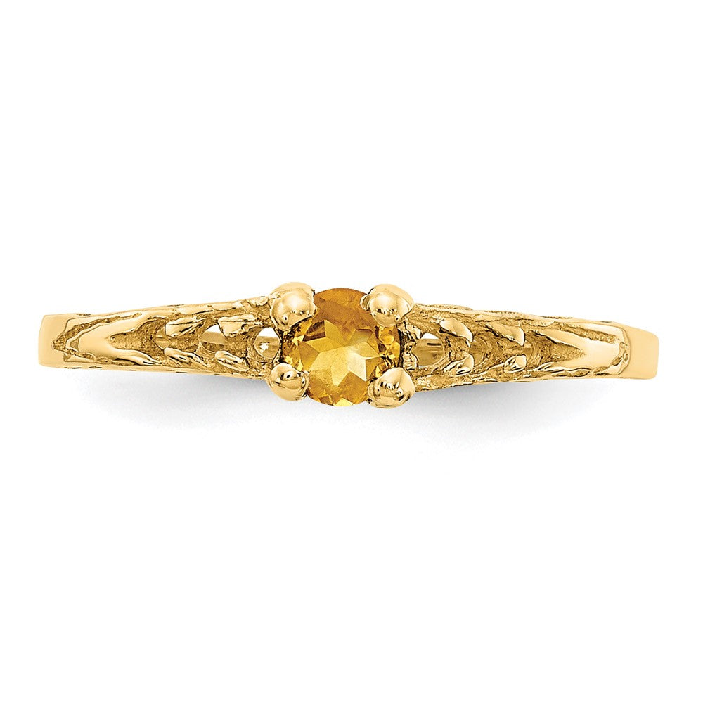 14k Madi K 3mm Citrine Birthstone Baby / Childrens Ring