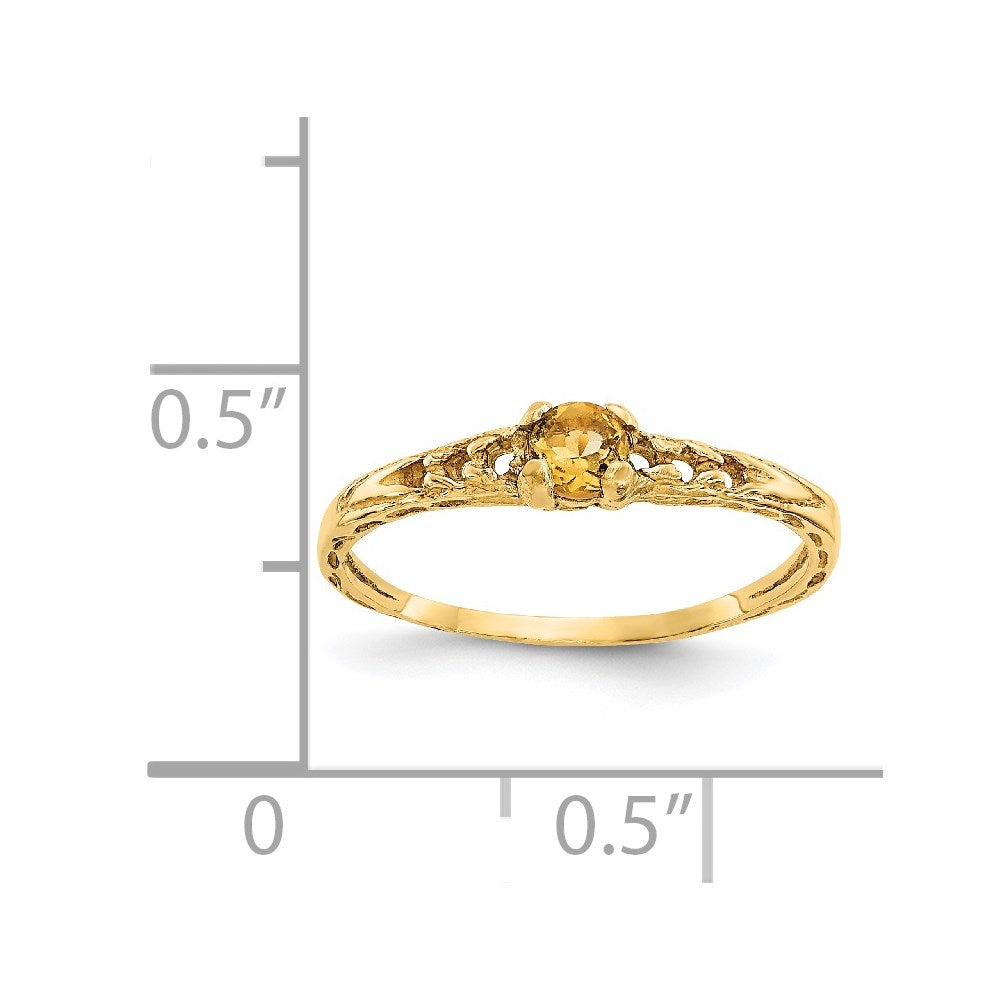 14k Madi K 3mm Citrine Birthstone Baby / Childrens Ring
