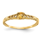 14k Madi K 3mm Citrine Birthstone Baby / Childrens Ring
