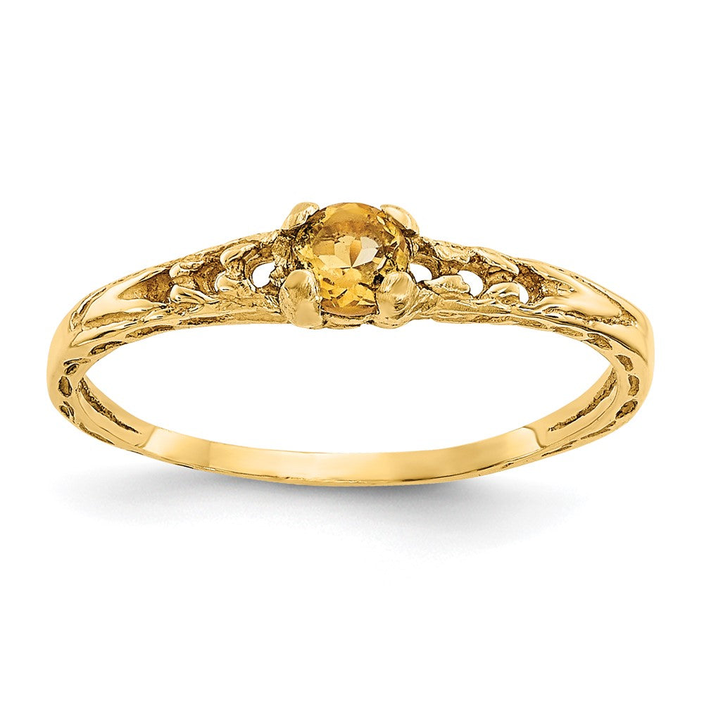 14k Madi K 3mm Citrine Birthstone Baby / Childrens Ring