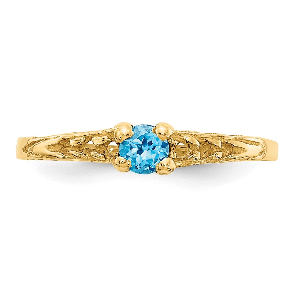 14k Madi K 3mm Blue Topaz Birthstone Baby / Childrens Ring